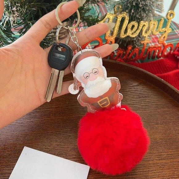 Christmas Santa Claus Plush Ball Keychain Bag New Year Xmas Party Gift ideas - Picture 1 of 4